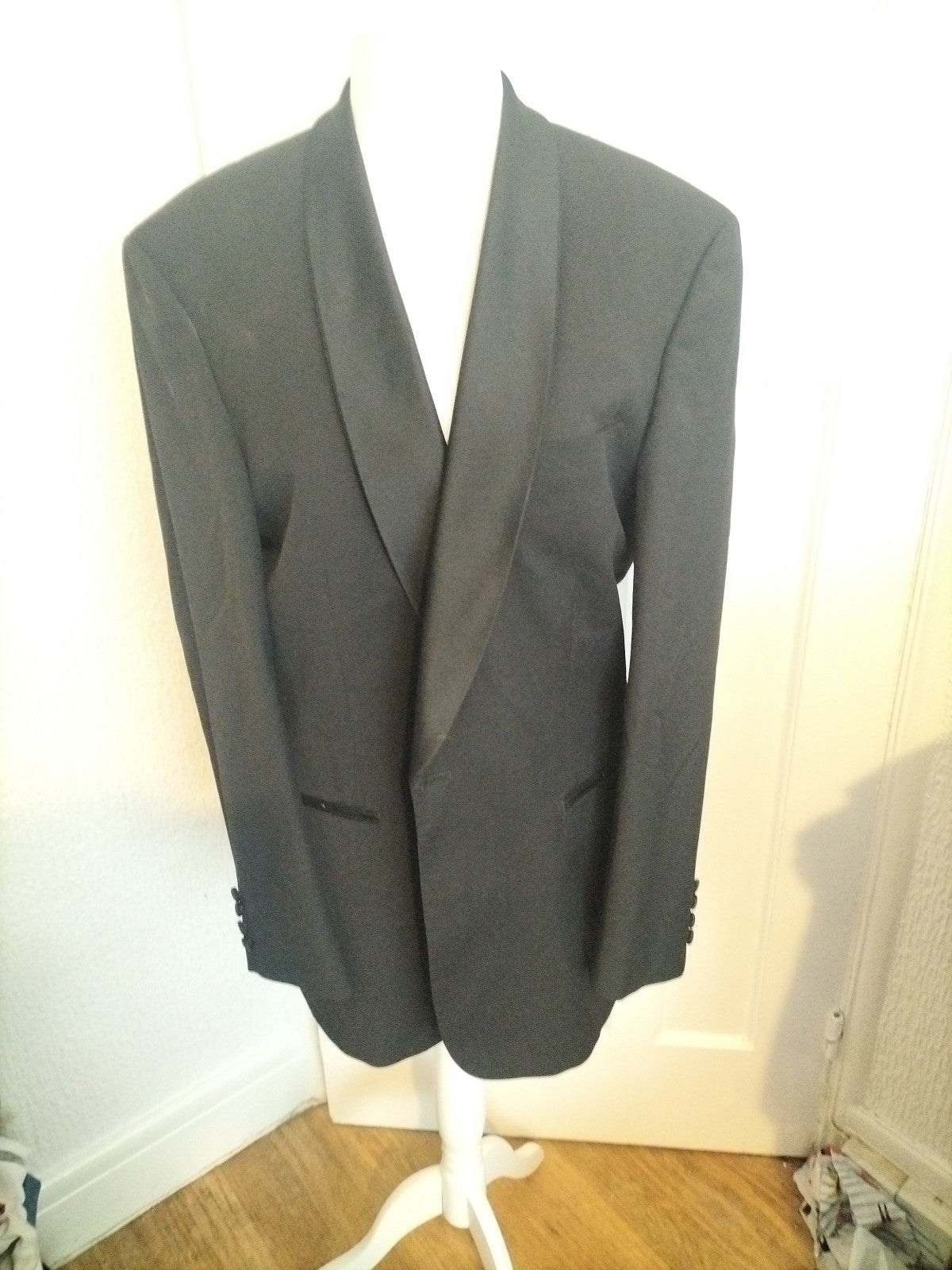 Mens Marks And Spencer Size 42L Black Super 100% Wool Tuxedo Jacket