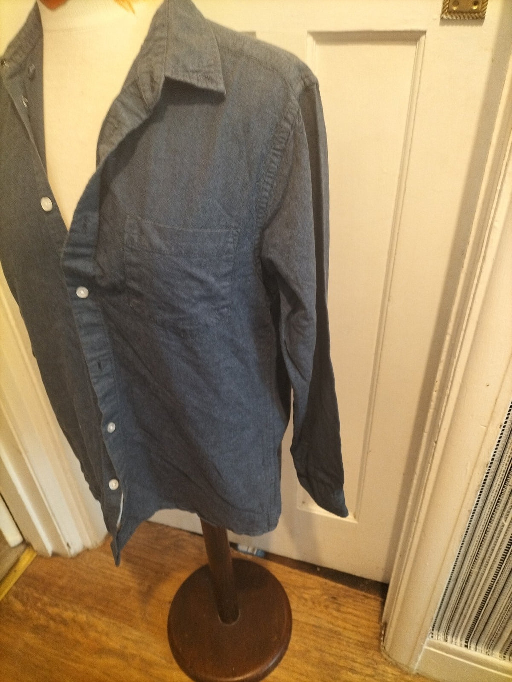 Mens Primark Medium Slim Fit Navy Long Sleeved Shirt