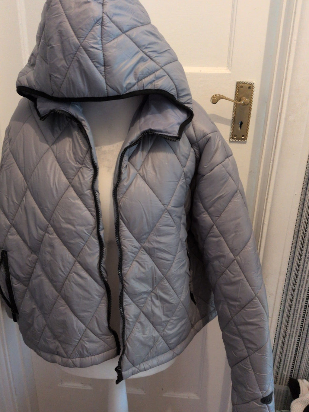 Mens Boohoo Medium Silver Puffer Jacket