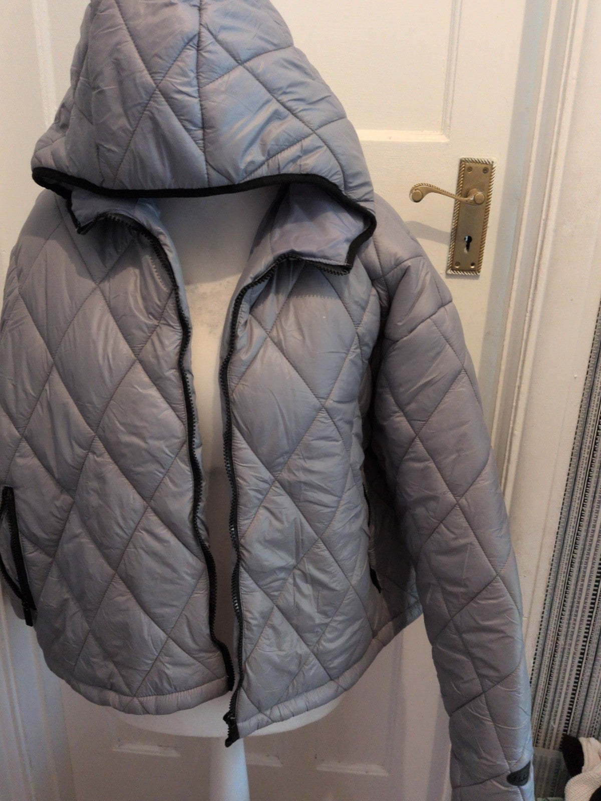 Mens Boohoo Medium Silver Puffer Jacket