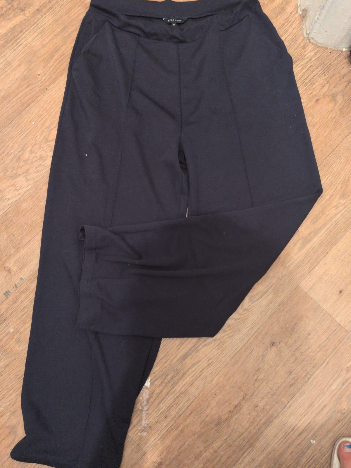 Ladies Peacocks Size 16 Navy Slight Elasticated Wide Leg Trousers