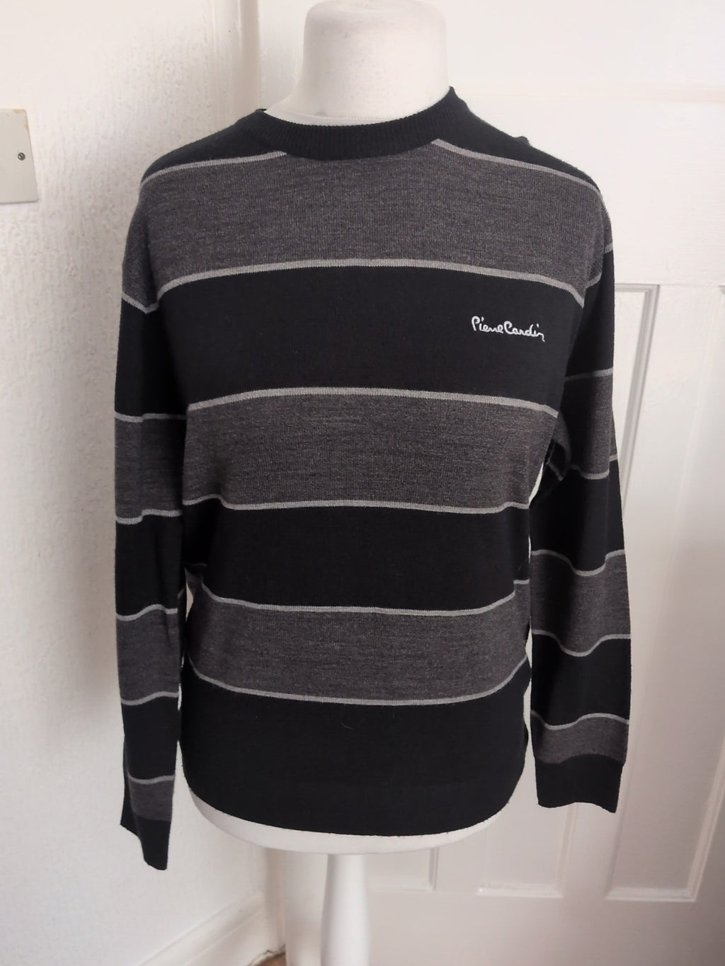 Pierre Cardin Small Black/Grey Stripe Long Sleeve Jumper