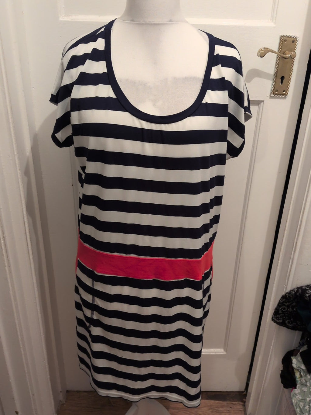 Kape 941 EU 56 Navy Striped Dress Short Sleeve