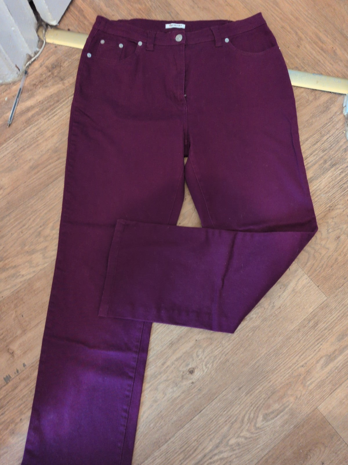 Ladies Damart Size 14 Purple Slight Elasticated Straight Leg Jeans