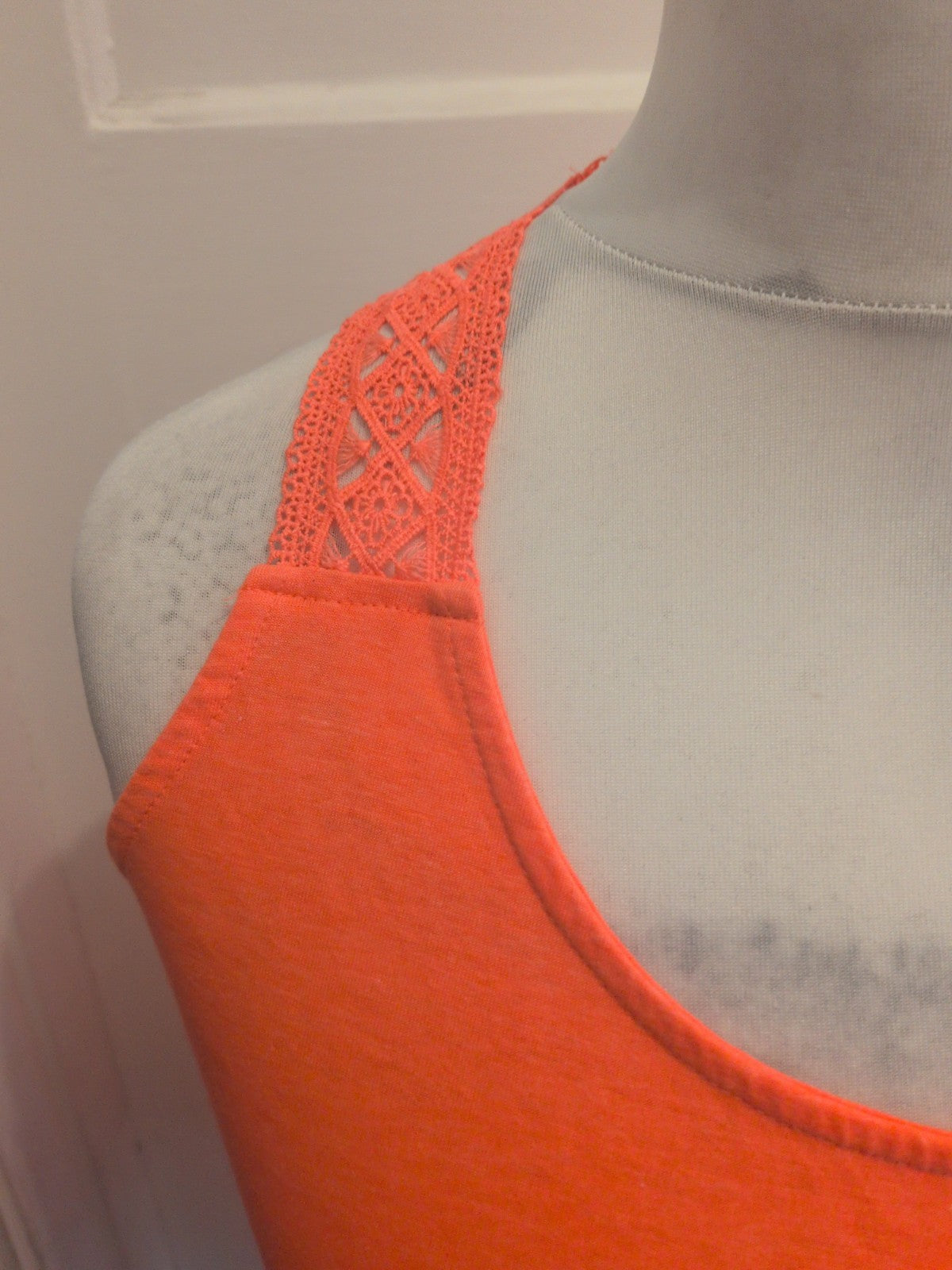 Next 14 Orange Coral Nice Patterned Straps Sleeveless T-shirt