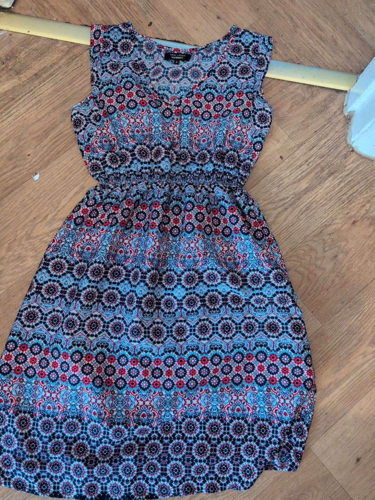 New Look Maternity 8 Blue Multicoloured Sleeveless Dress