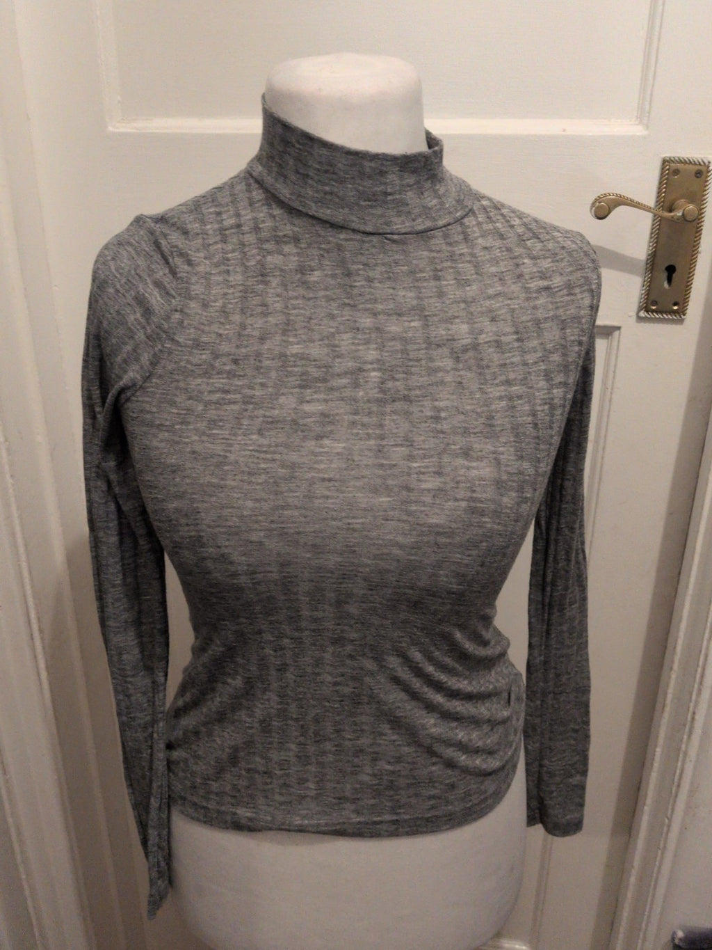 Topshop 8 Grey T-shirt Long Sleeve Brush Rib