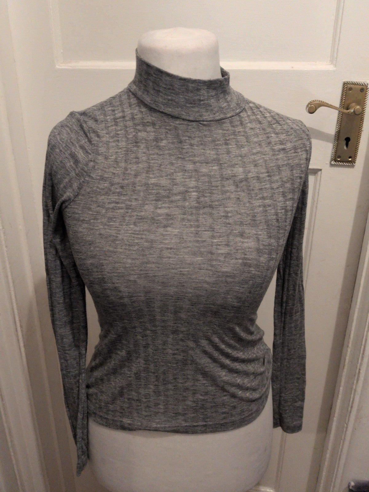 Topshop 8 Grey T-shirt Long Sleeve Brush Rib