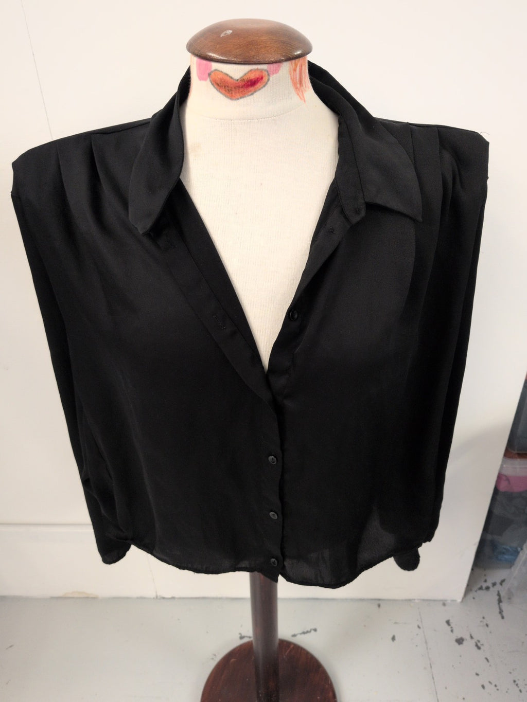 Primark 18 Black Padded Long Sleeve Blouse
