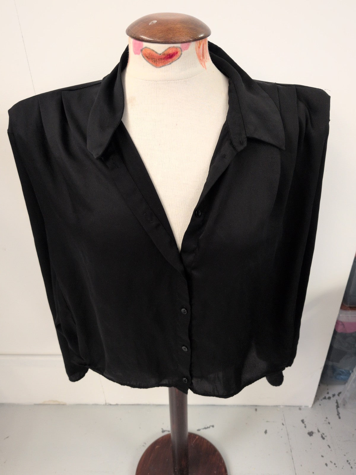 Primark 18 Black Padded Long Sleeve Blouse