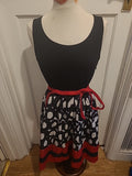 Ladies M&S Collection Size 14 Black And Red Sleeveless Dress With Belt