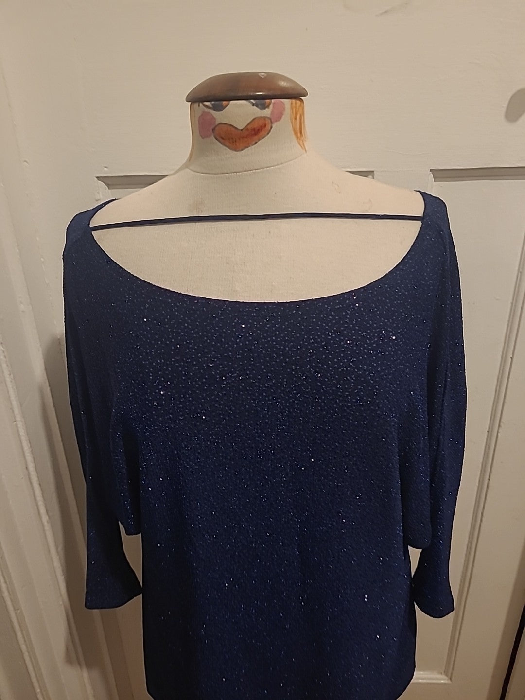 Ladies Jacques Vert Collection Size Medium Navy With Blue Sparkly Long Slit...