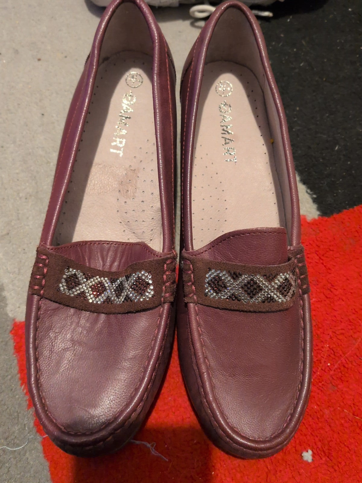 Ladies Damart Size UK 7 Purple With Diamante Close Toe Shoes