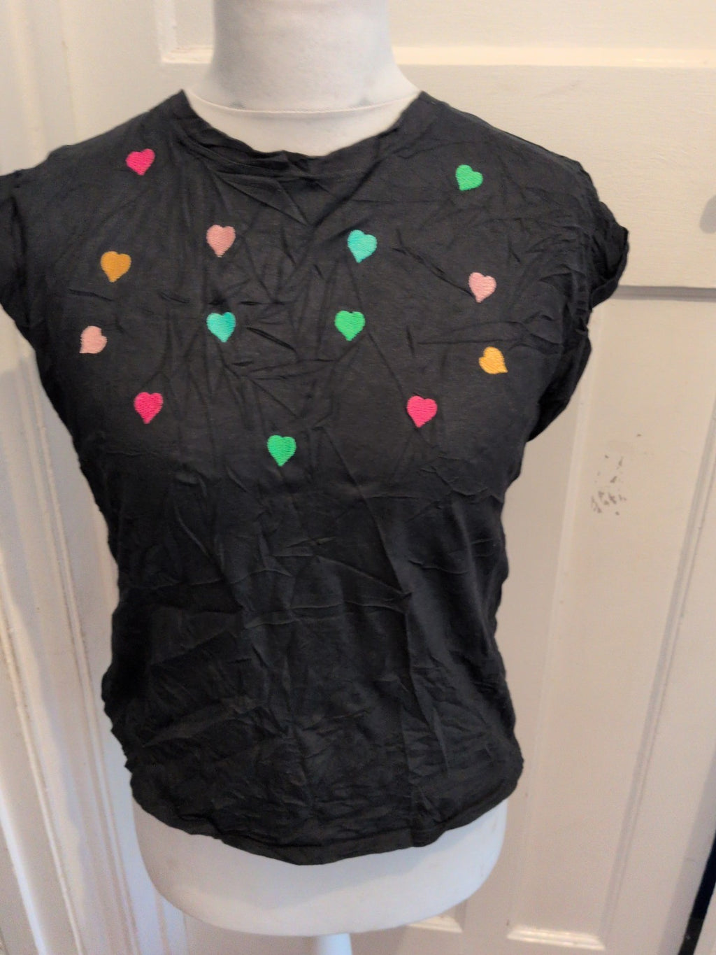 Rojas Medium Black Heart Print T-shirt Ladies