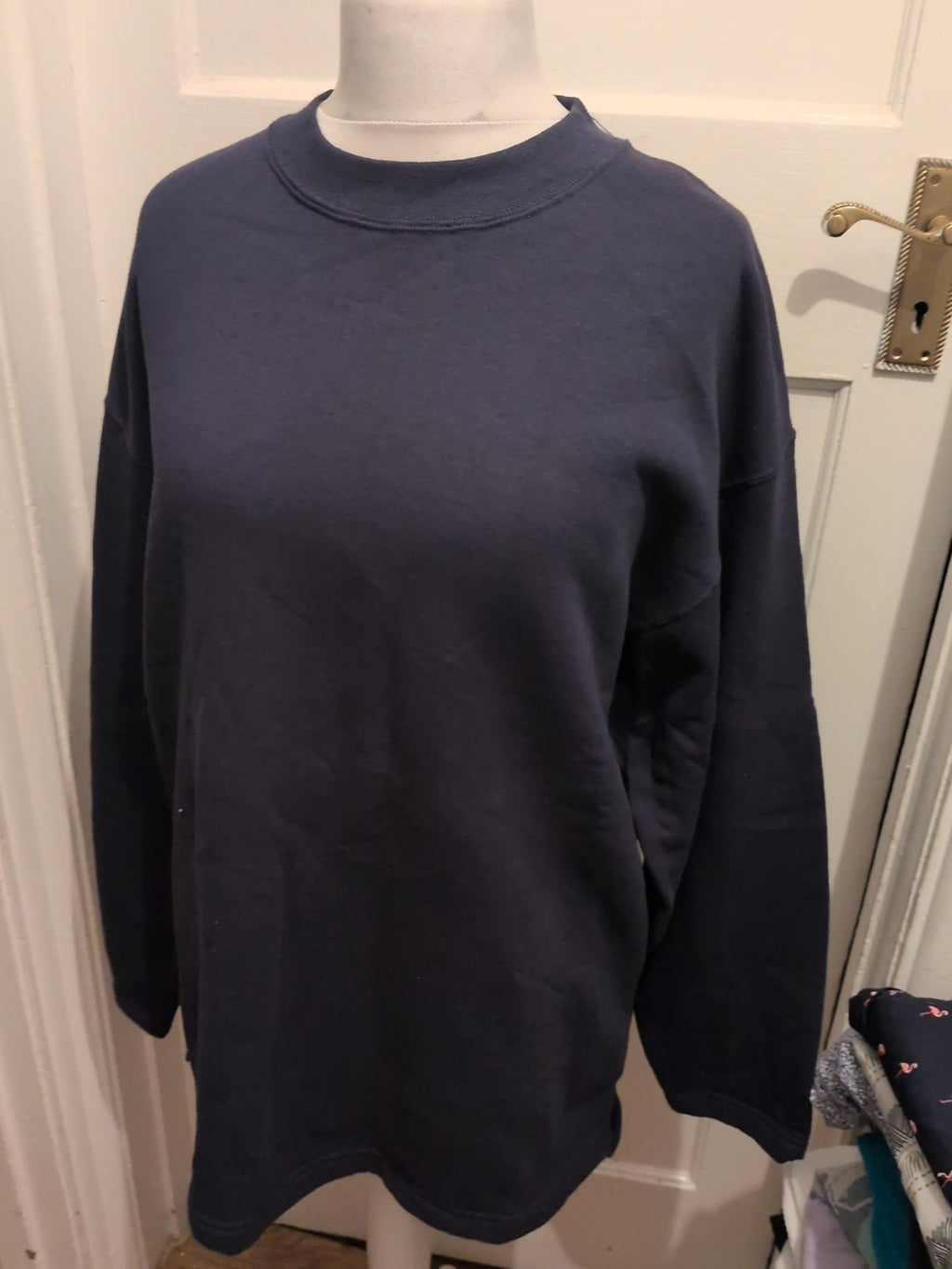 XL Navy Cotton Pullover Long Sleeve Sweatshirt