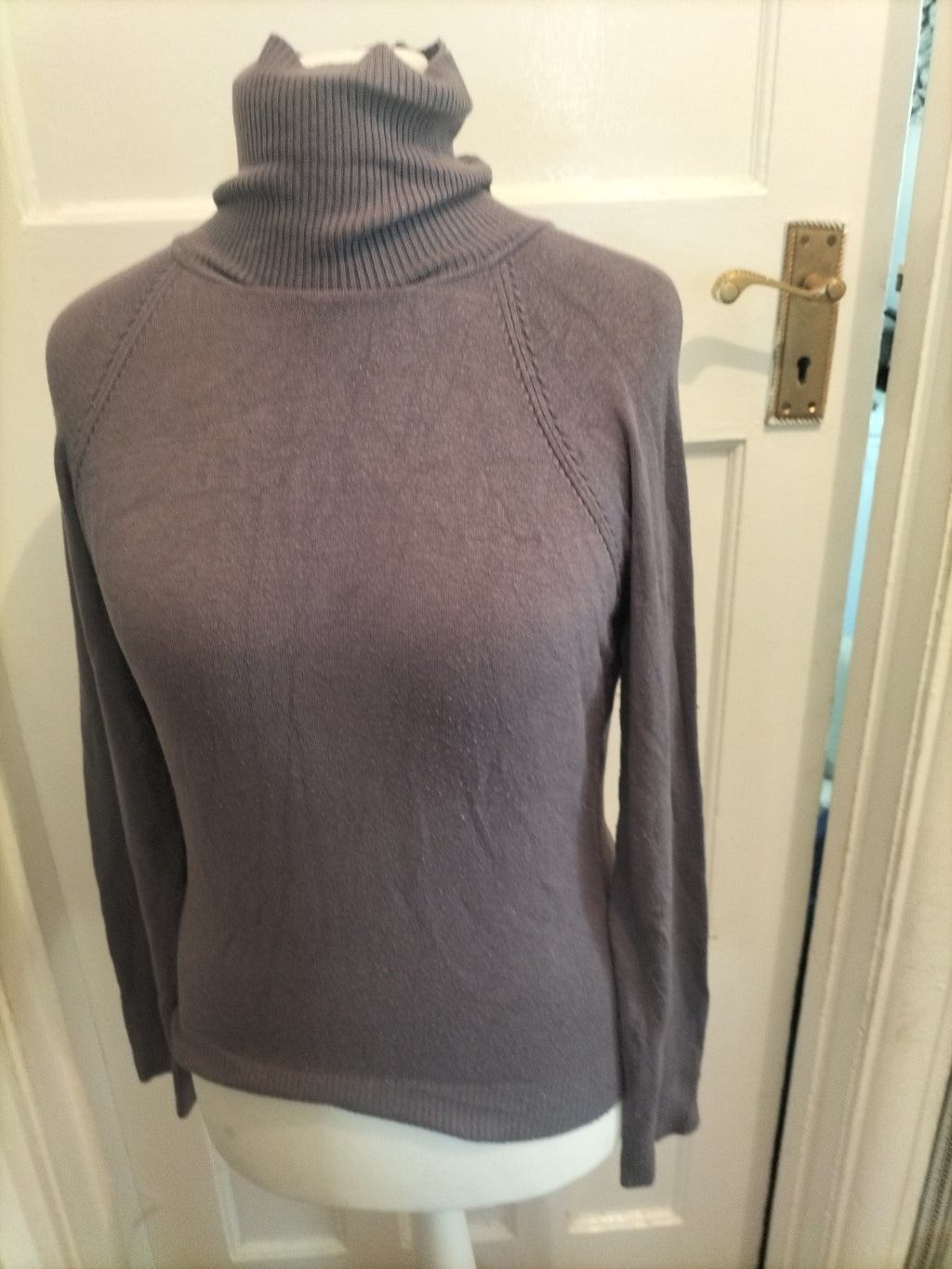 Ladies Nafnaf Size Large Purple Roll Neck Jumper Bobbling