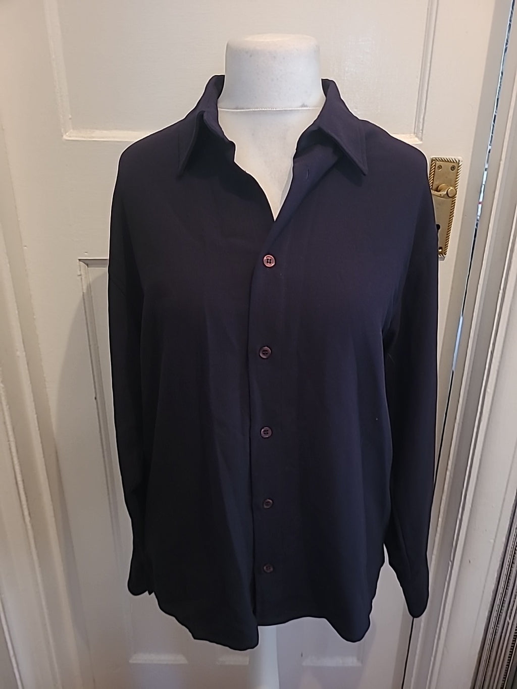 Mens Ciro Citterio Size Medium Dark Navy/Black Long Sleeved Heavy Shirt