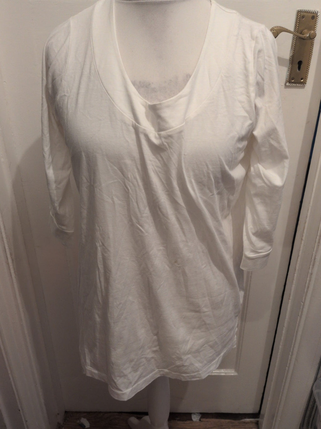 Yours 18 White 3/4 Sleeve Round Neck Blouse