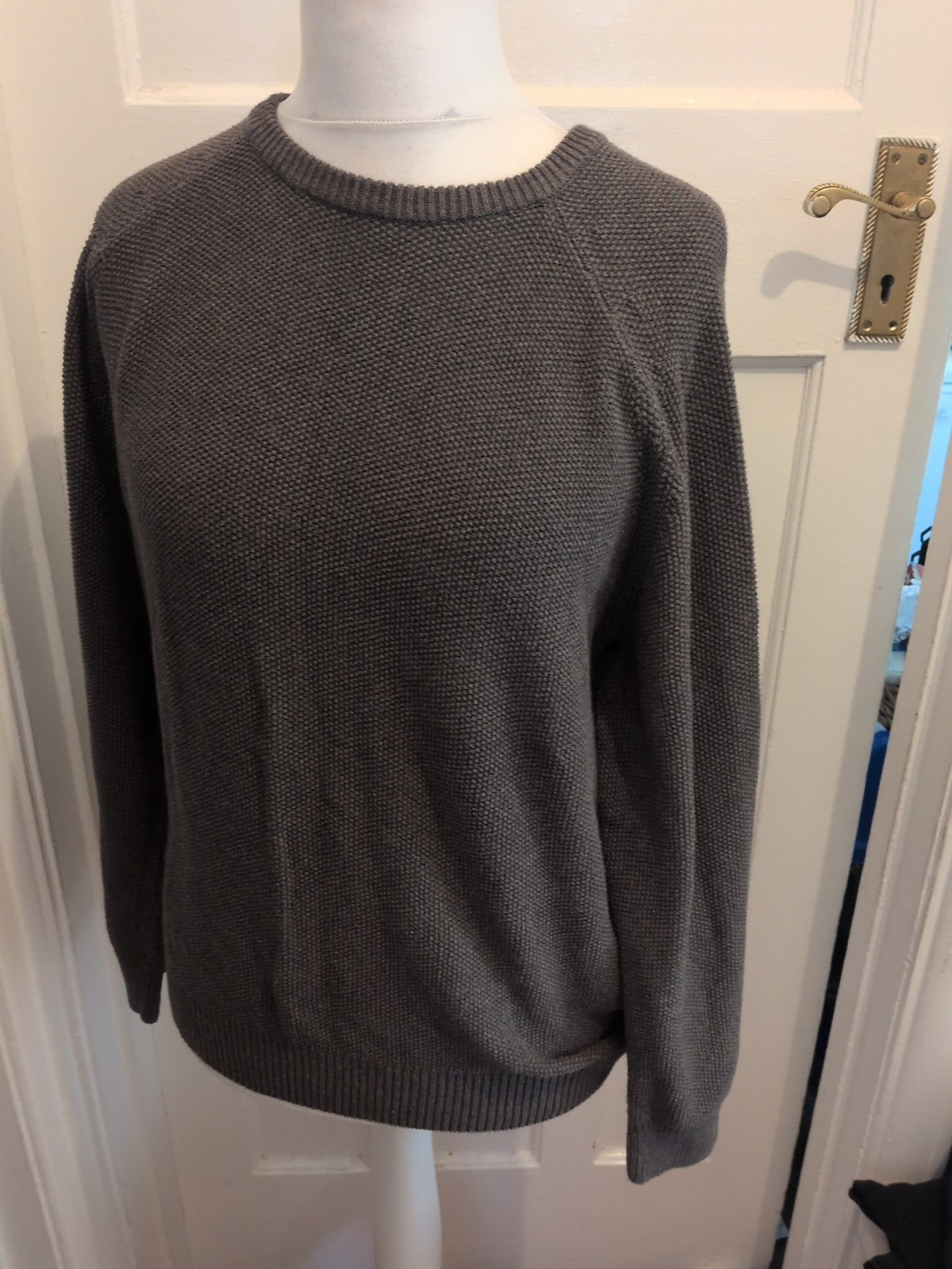 TU XL Pure Cotton Grey Textured Pullover Jumper