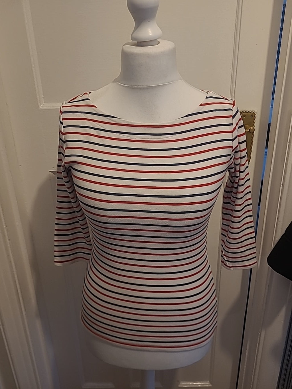 Ladies Nutmeg Size 10 Multicoloured Striped Long Sleeved Blouse