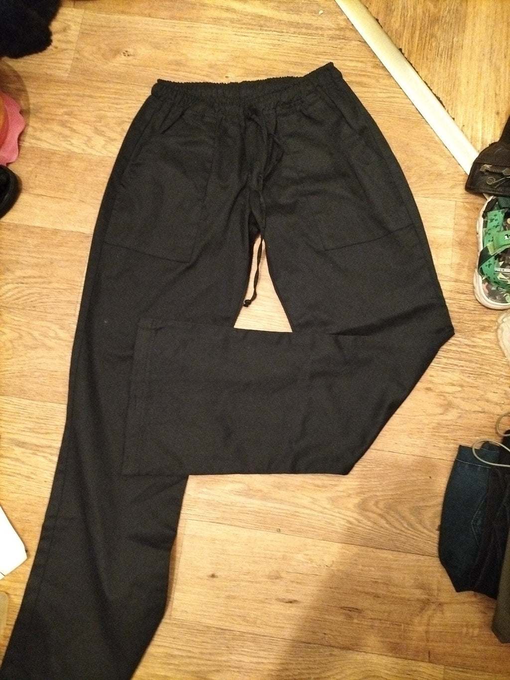 Ladies Chef Works Size Small (30/32) Black Elasticated Trousers Cooking