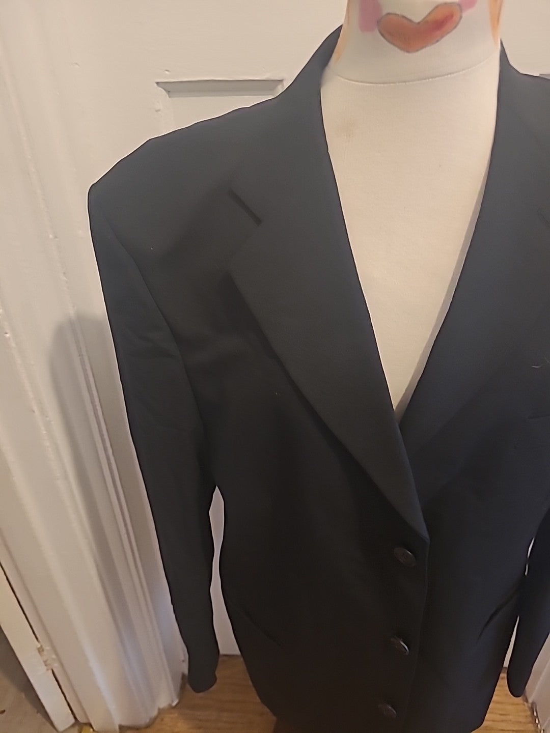 Mens M&S Size 42S Black Padded Lined Blazer