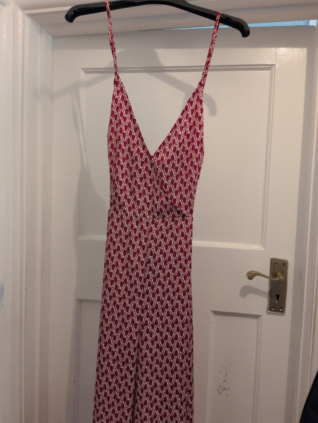 Shein M Red And White Sleeveless Jumpsuit