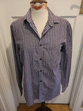 Mens Next Size 16 Collar Deep Purple Check Slim Fit Shirt