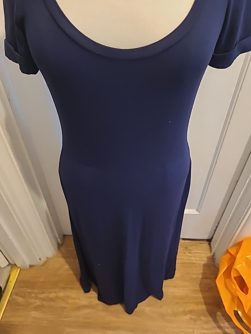 Ladies Aura Size 10 Navy Short Sleeved Long Length Dress