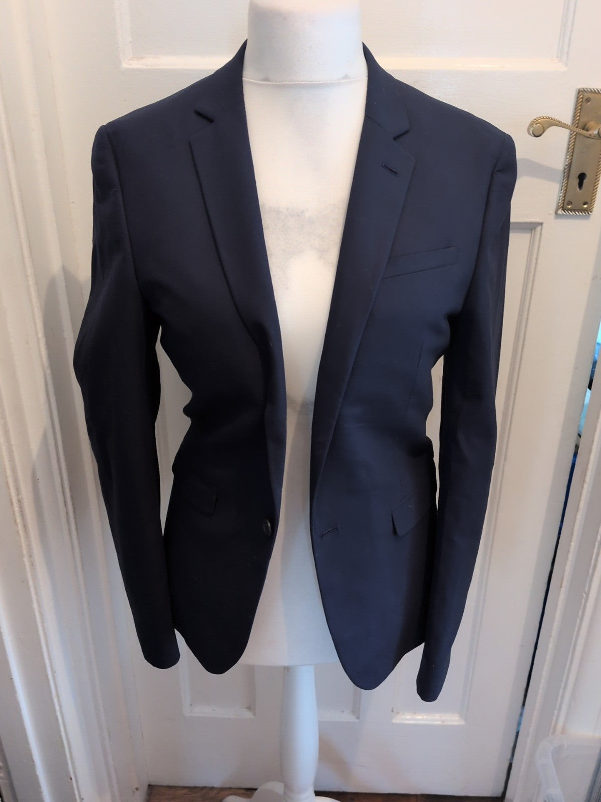 ASOS 38" Navy Lined Padded Suit Jacket