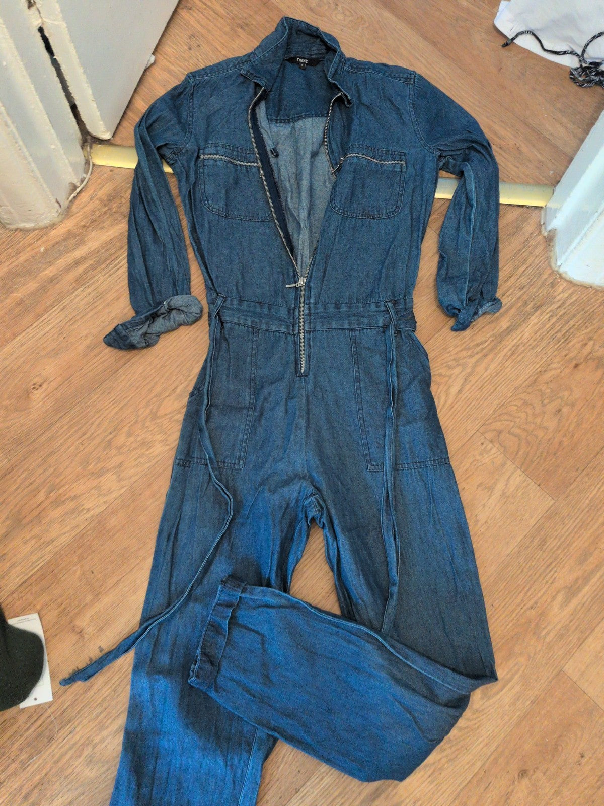 Next 8 Denim Long Sleeve Jumpsuit
