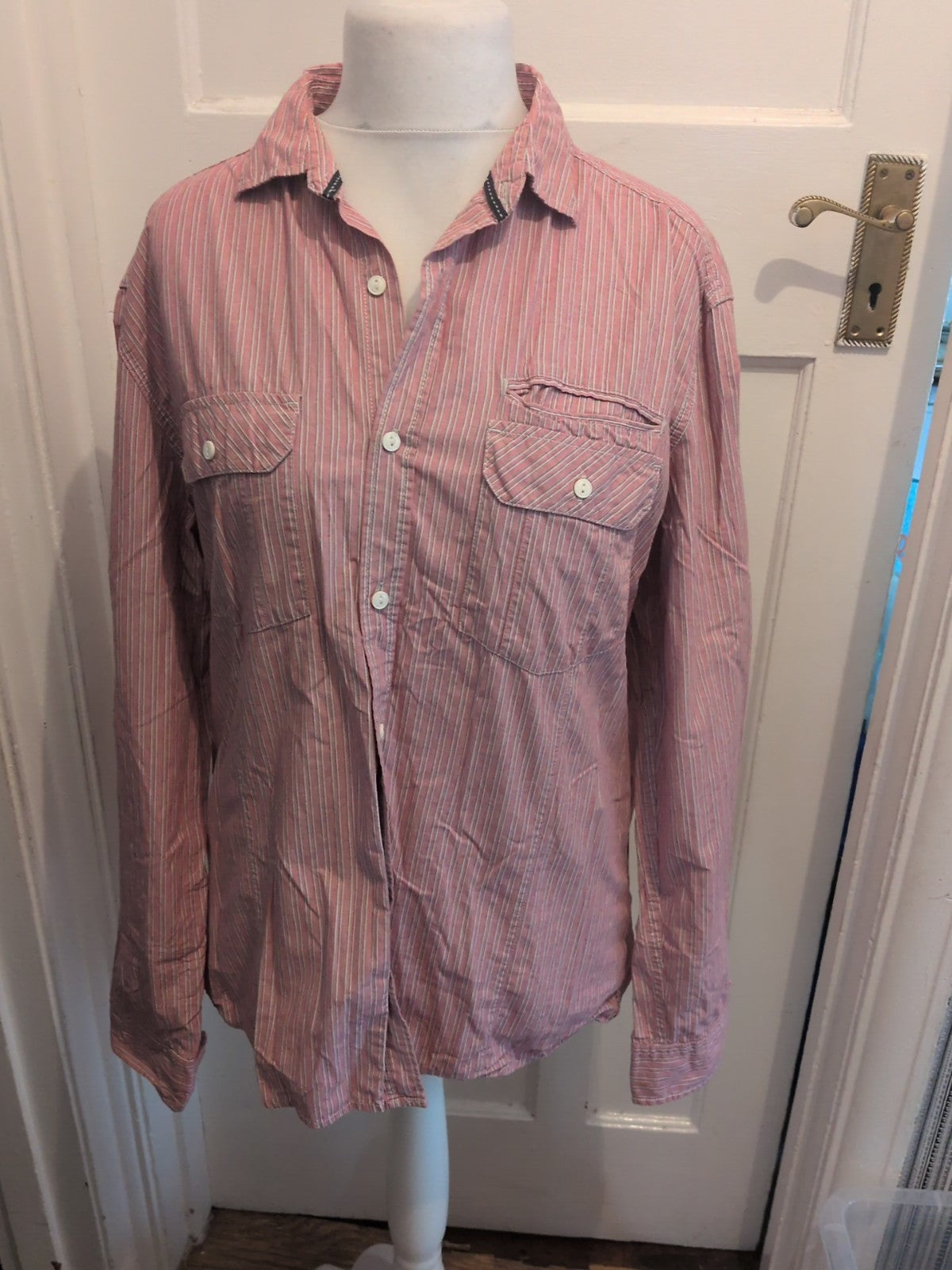 Next Large Pinky Red Striped Long Sleeve Shirt