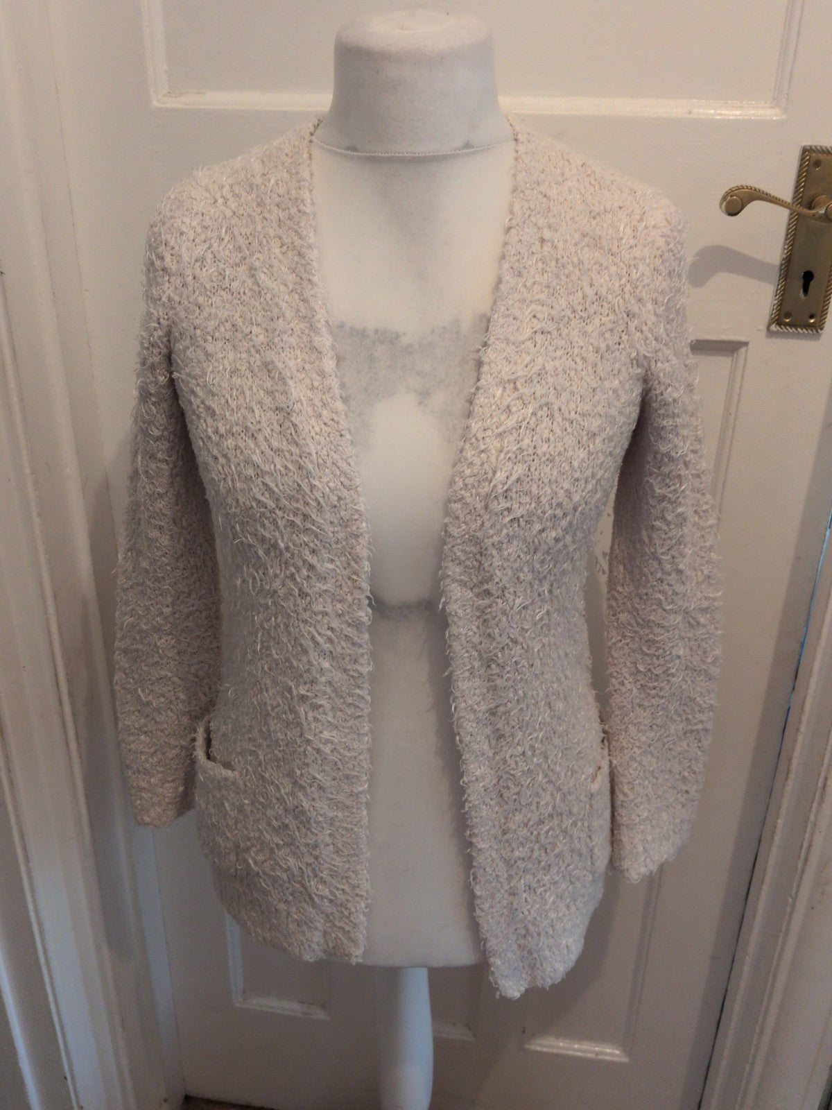 New Look Small White Fluffy Open Cardigan Long Sleeve
