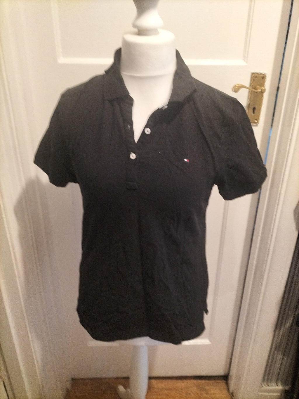 Ladies Tommy Hilfiger Size XL(more Like Medium) Black Polo