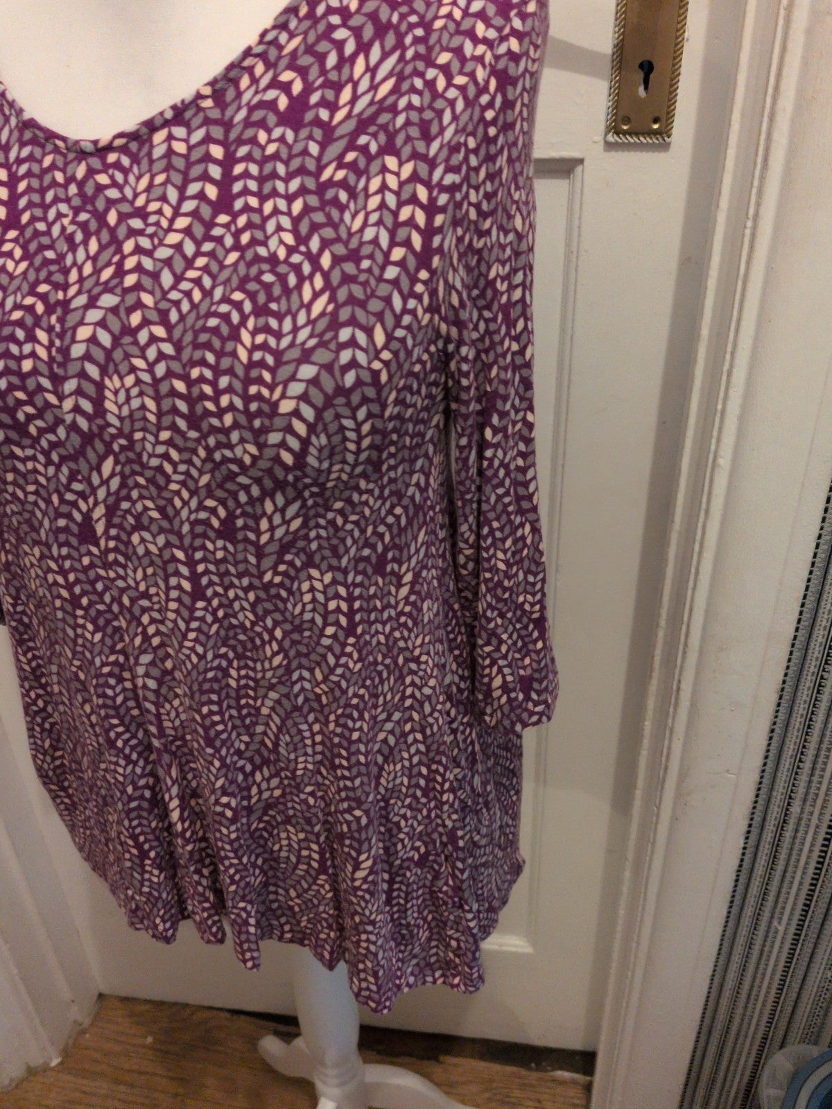 Patra Small Purple Patterned 3/4 Sleeve Blouse