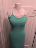 Primark 10 Mint Green Long Length Pencil Dress Sleeveless Small Mark On Front