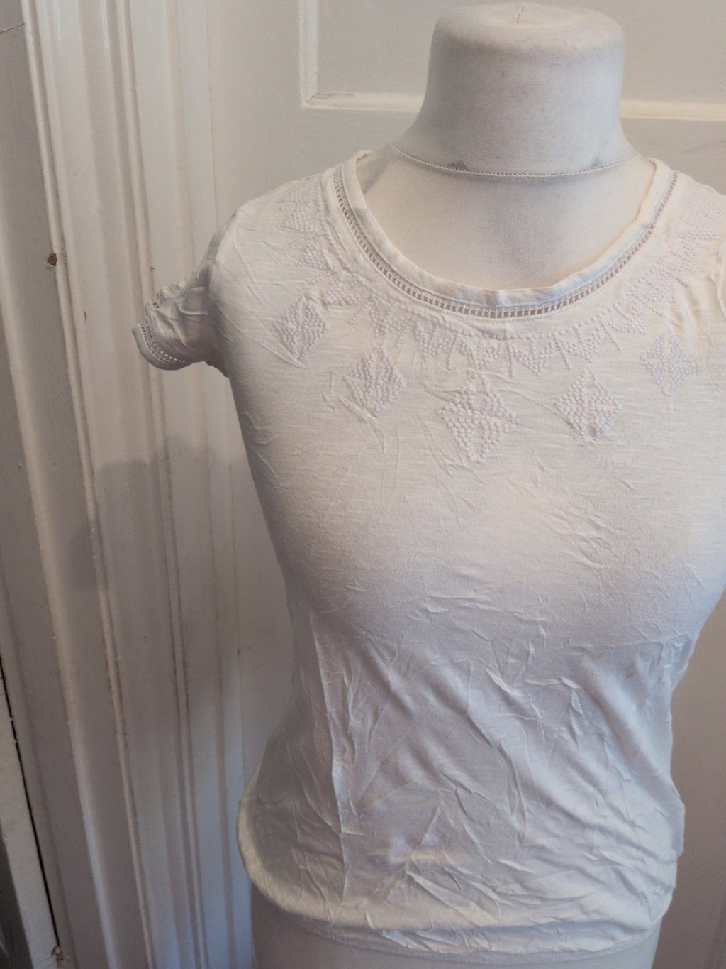 Next Essentials 8 White Embroidery Short Sleeve T-shirt