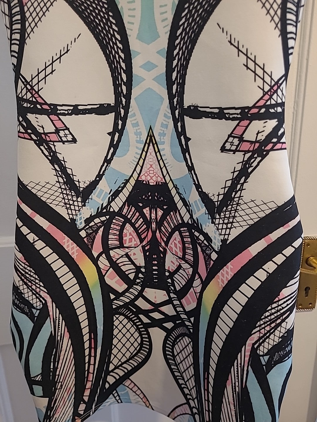 Ladies River Island Size 8 Multi Coloured Slight Padded Sleeveless Dress