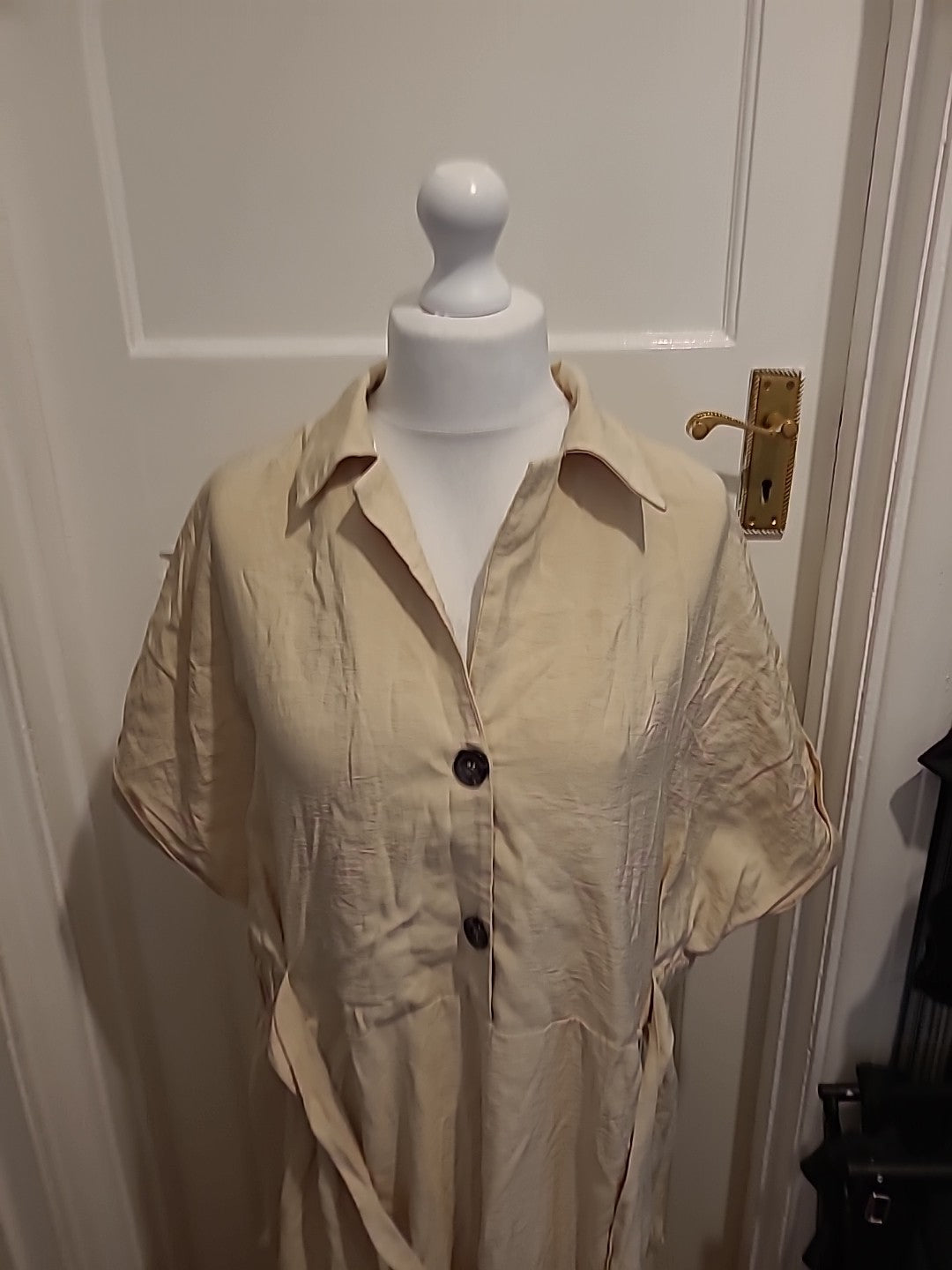 Ladies Shein Size XL Beige Half Buttoned Maxi Dress