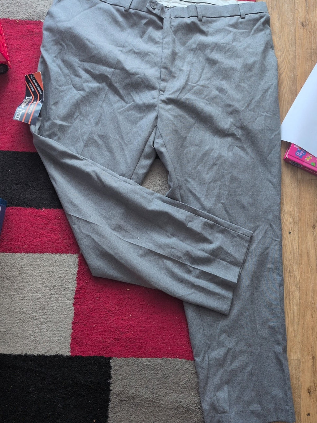 Mens Durable Press Size 48R 31" Inside Leg Grey Formal Trousers