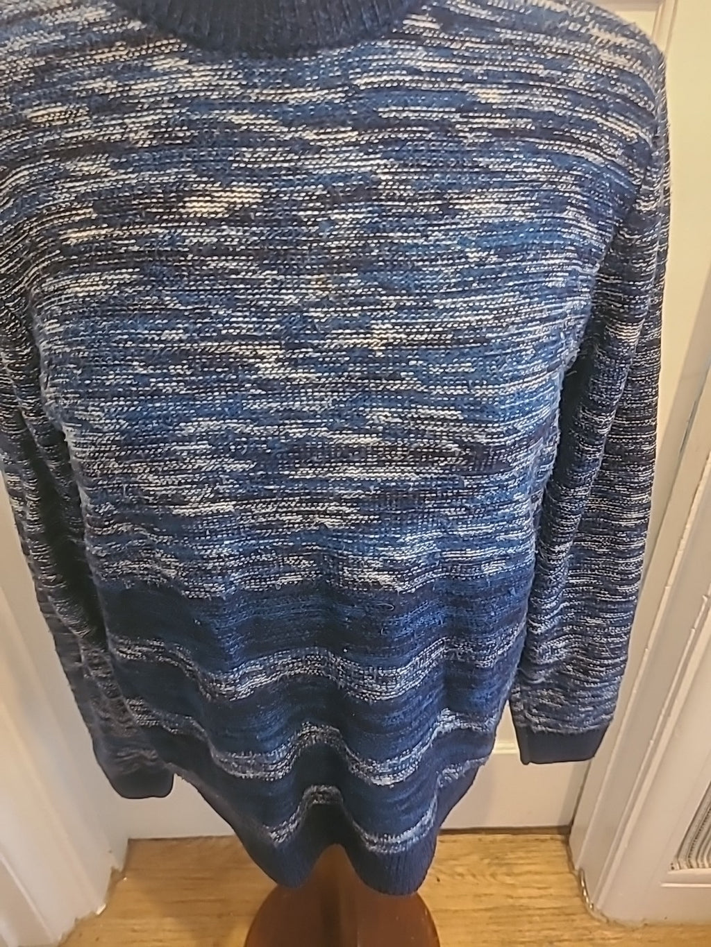 Mens Distruct Size Small Blue Fleck Ribbed Long Sleeved Pullover Jumper