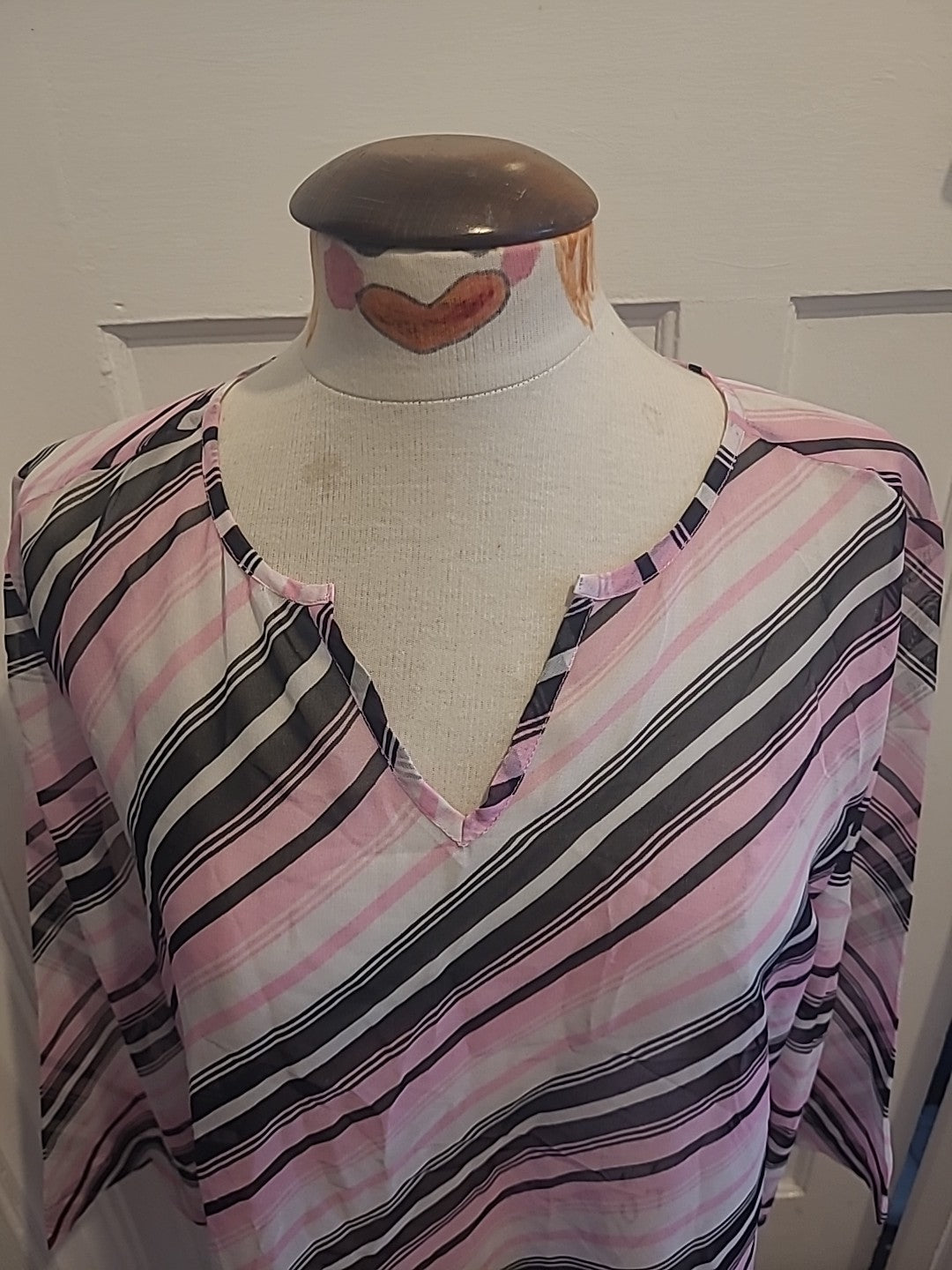 Ladies Primark Beachwear Size 14 Pink Black Long Sleeved Beachwear