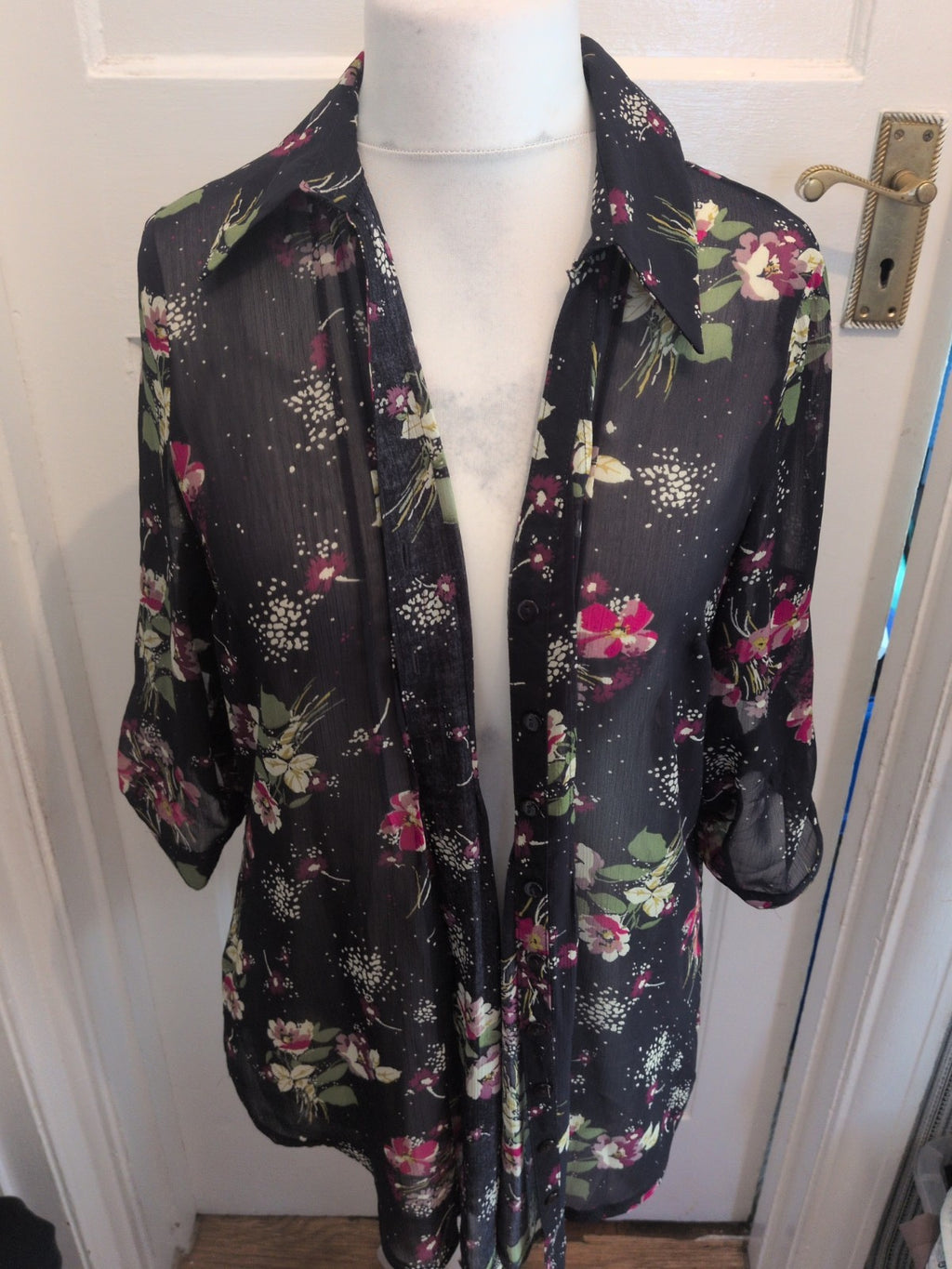 Papaya 16 Navy Floral Long Sleeve Blouse