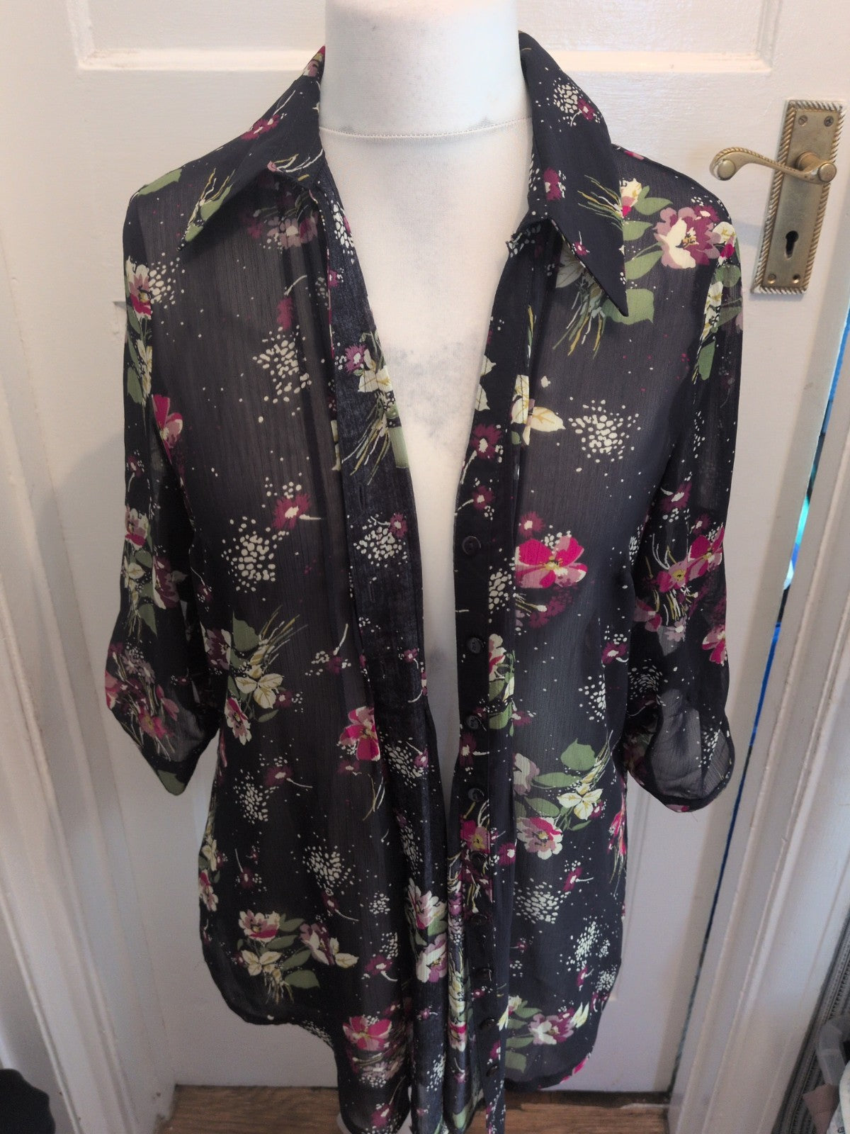 Papaya 16 Navy Floral Long Sleeve Blouse