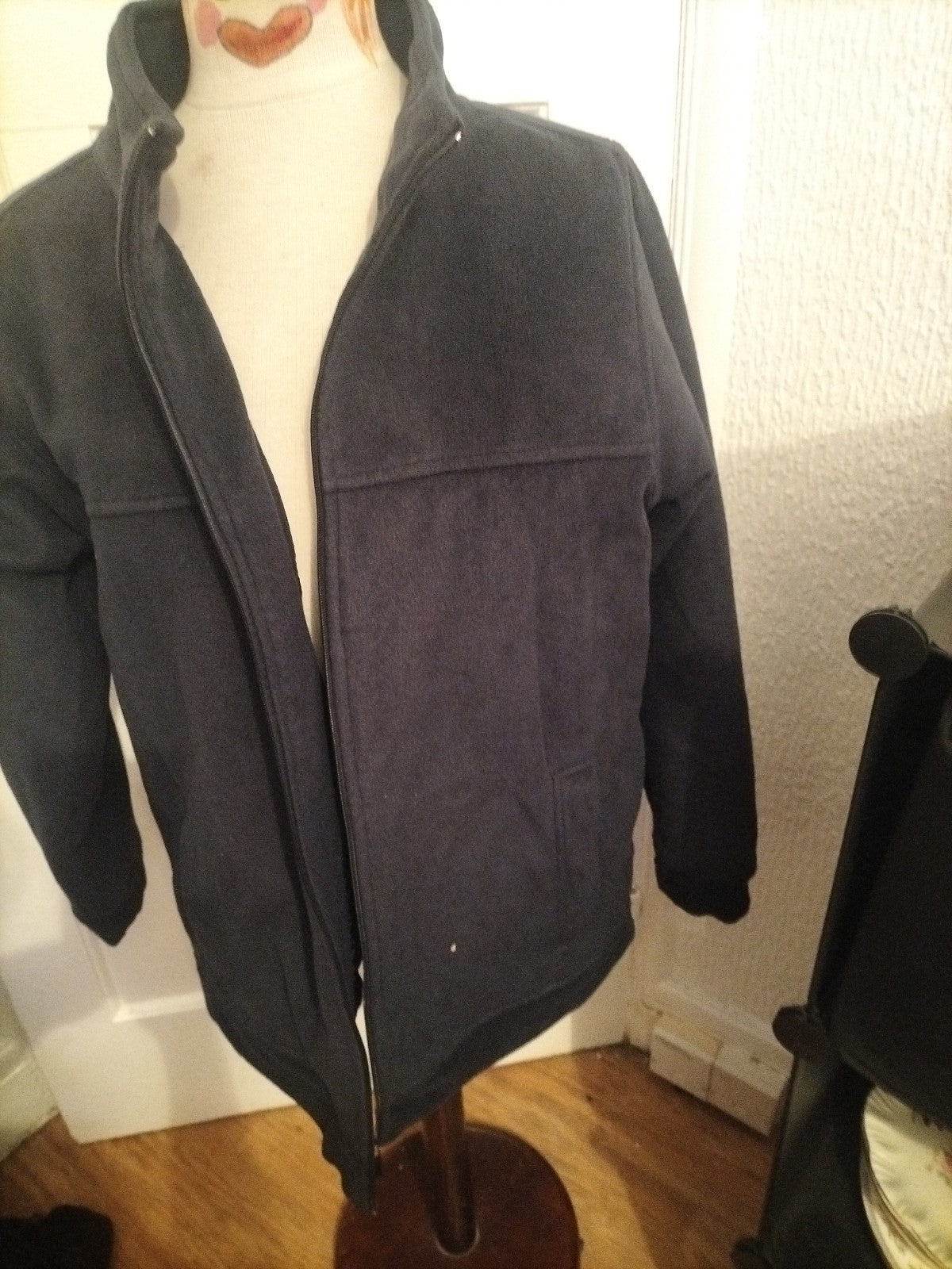 Mens EWM Size Small Navy Zip Through Cotton Blend Jacket