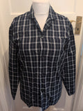 Mens Marks And Spencer Size S Navy White Check Shirt Long Sleeve