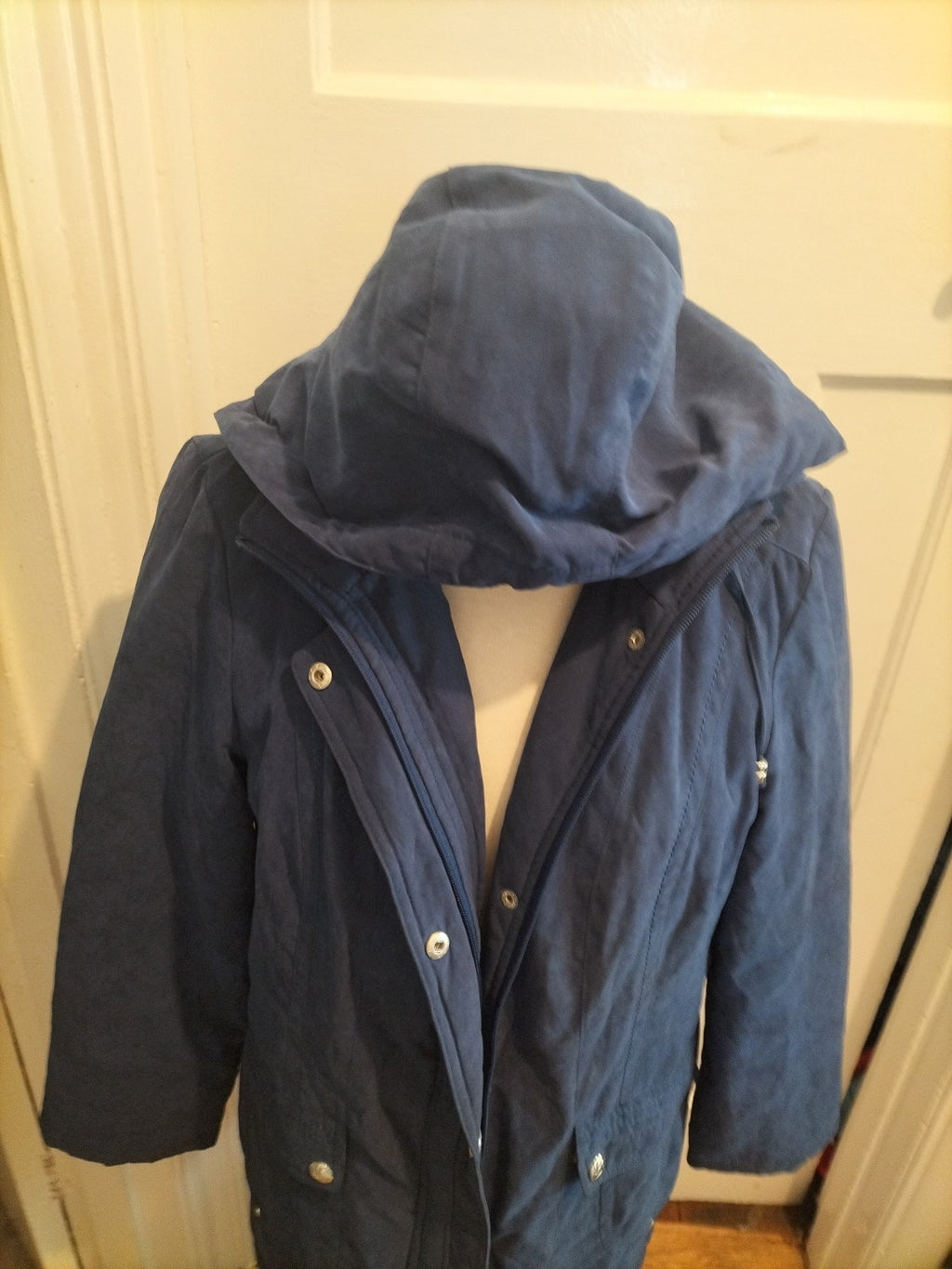 Ladies BM Collection Size XS Navy Blue Lined Long Sleeved Coat