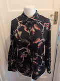 Ladies Long Sleeved Blouse Size Med Shein Black Chain Design