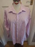 Mens Tailor&Cutter Size 16.5" Pink White Check Long Sleeved Formal Shirt