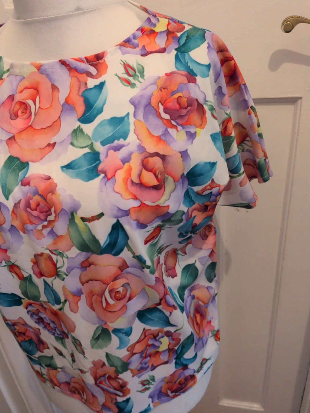 Simply The Best Large Multicoloured Floral Short Sleeve Blouse